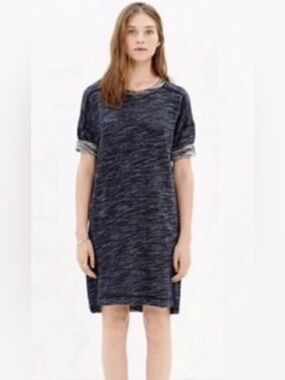 Madewell Marled Knit T Shirt Dress Navy Blue Relaxed Small